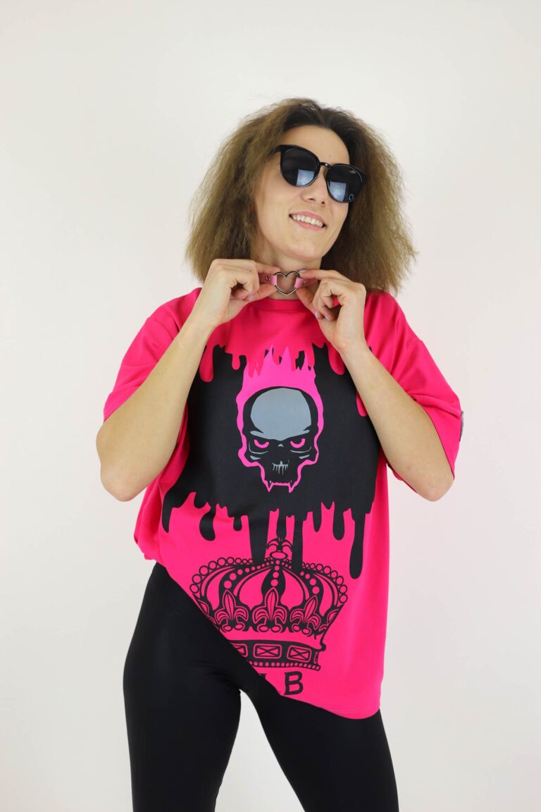 T-shirt oversize czacha O’LB różowy